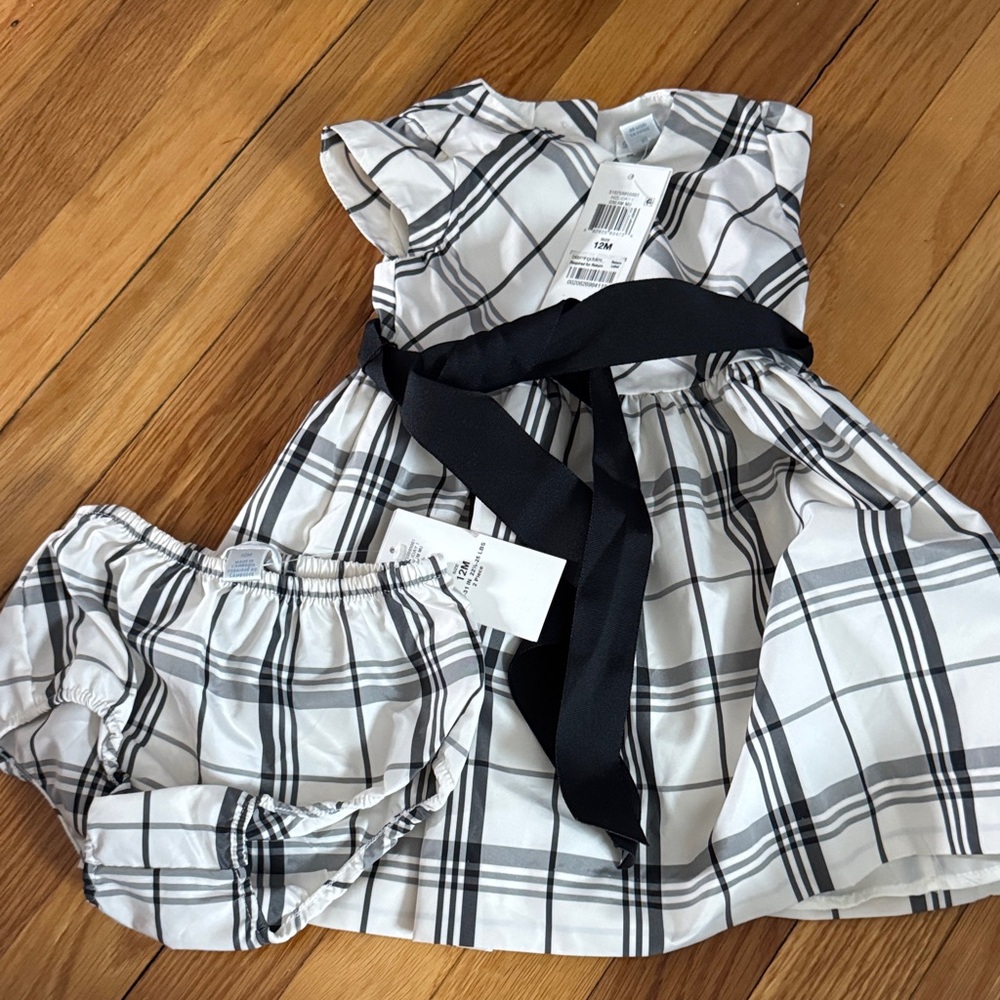 Polo Ralph Lauren white and black tartan dress